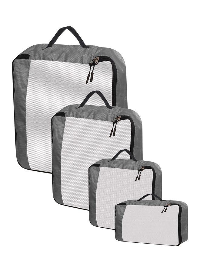 OxbOw Travel Organizer Pouch, Packing Cubes For Travel, Cloth Organizer For Travel, Suitcase Organizer For Travelling, Packing Bags For Travelling (Grey, SET OF 4(1L+1M+1S+1SLIM)) - Image 2